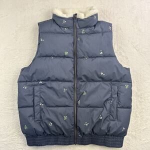 Universal Threads Size Small Women's Blue Floral Oversized Puffer Oversized Vest